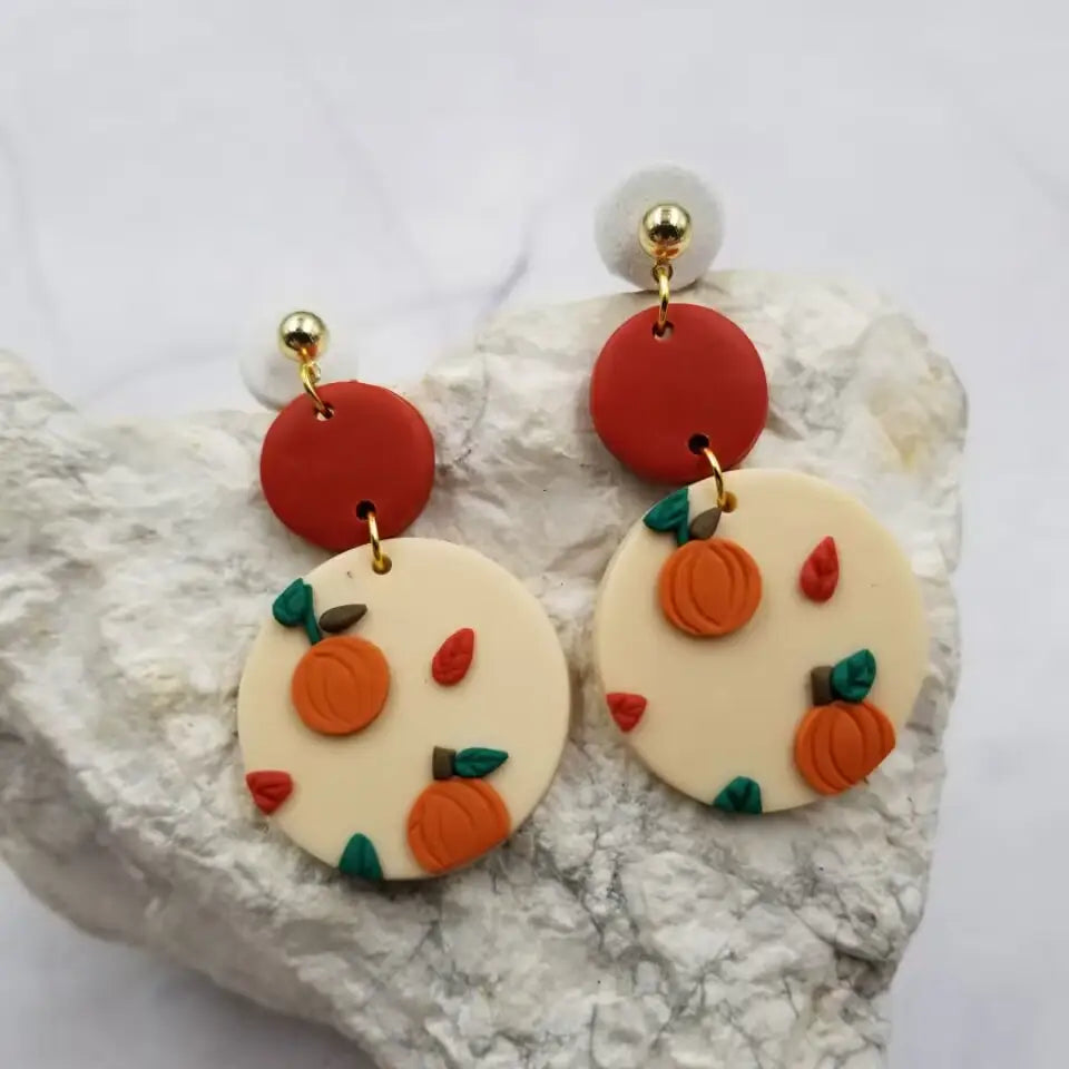 Round pumpkin earrings
