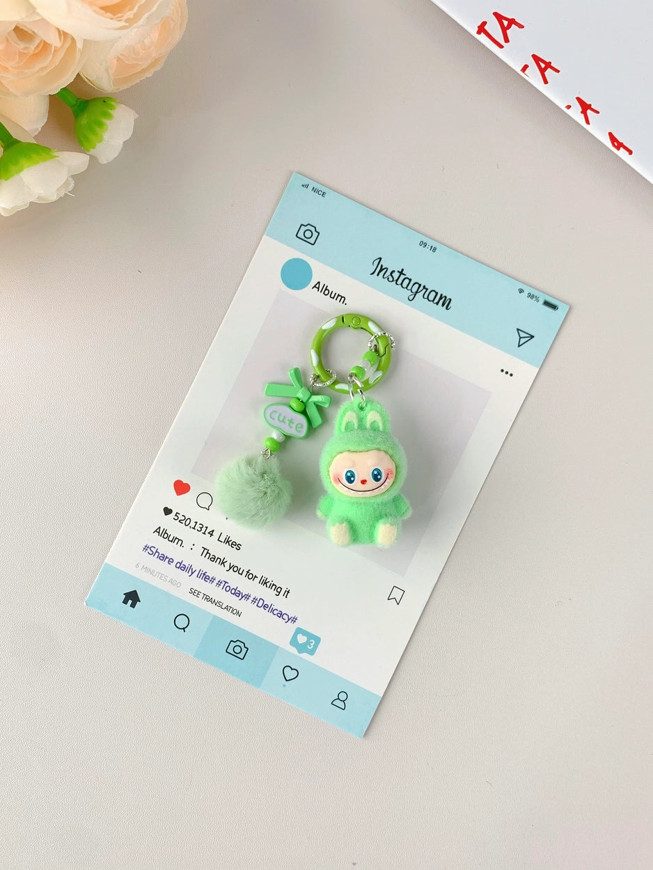Furry mini Labubu keychains