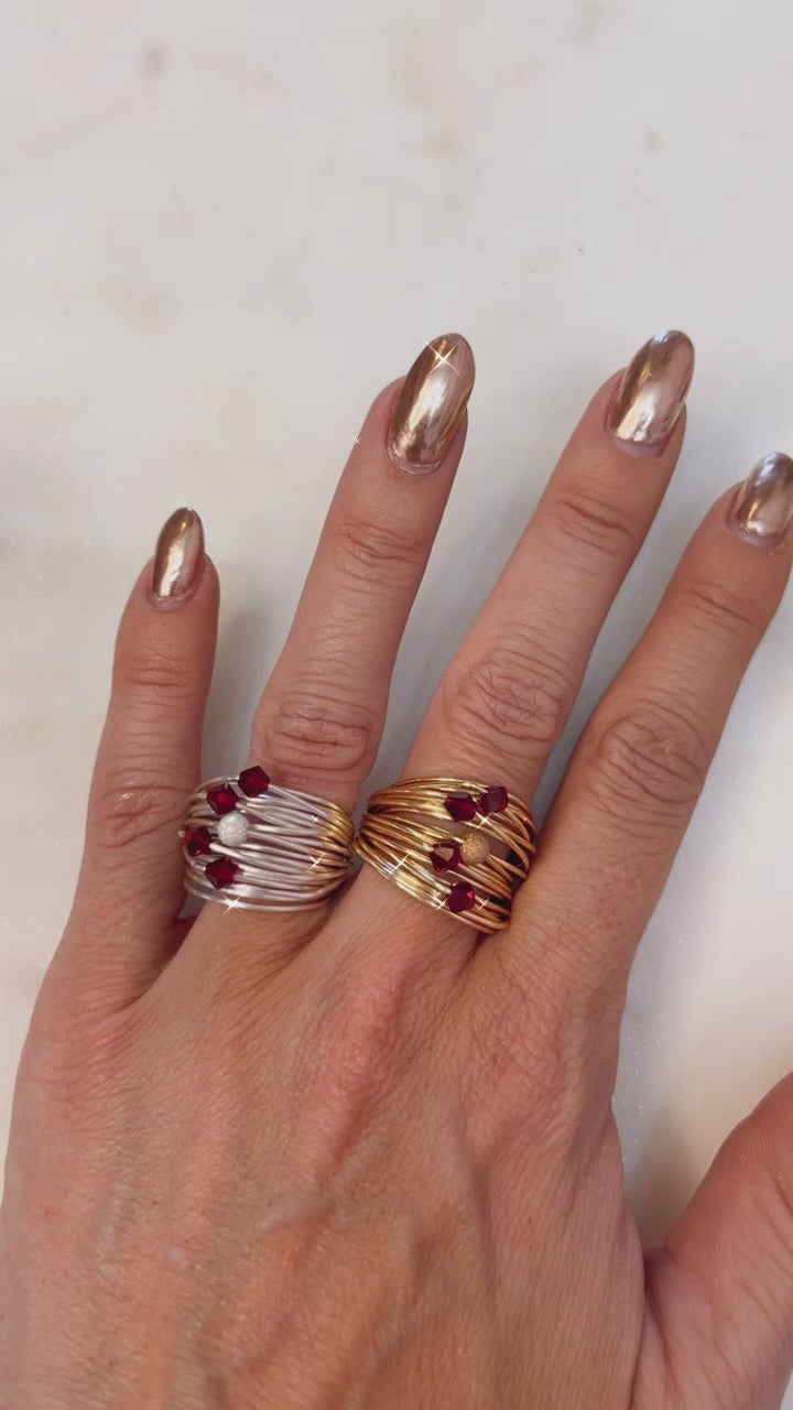 Mia Wire Wrap Ring with Ruby Swarovski Crystals