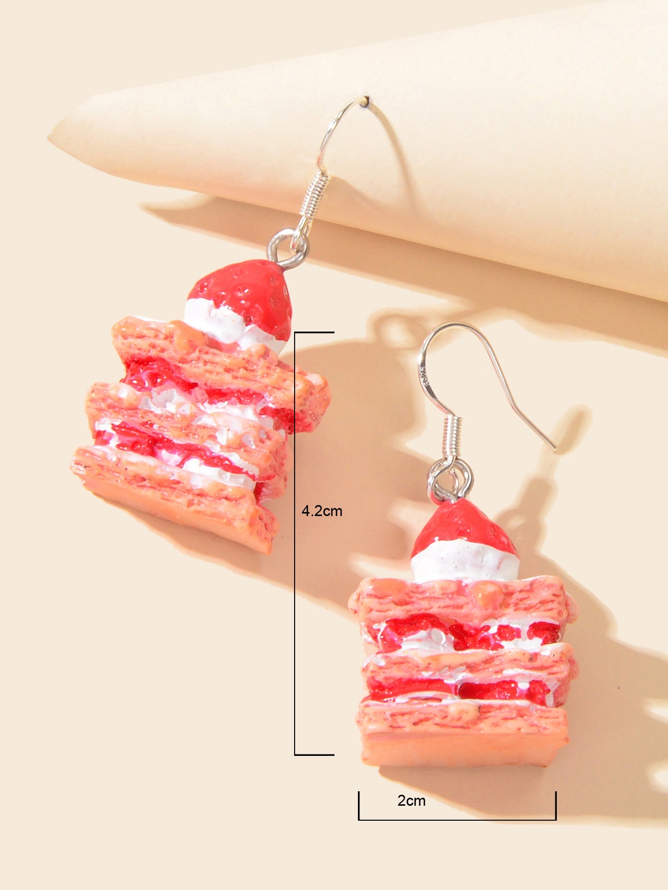 Sweet Pink Strawberry Cake Dangles Drop Earrings Girl Statement Resin