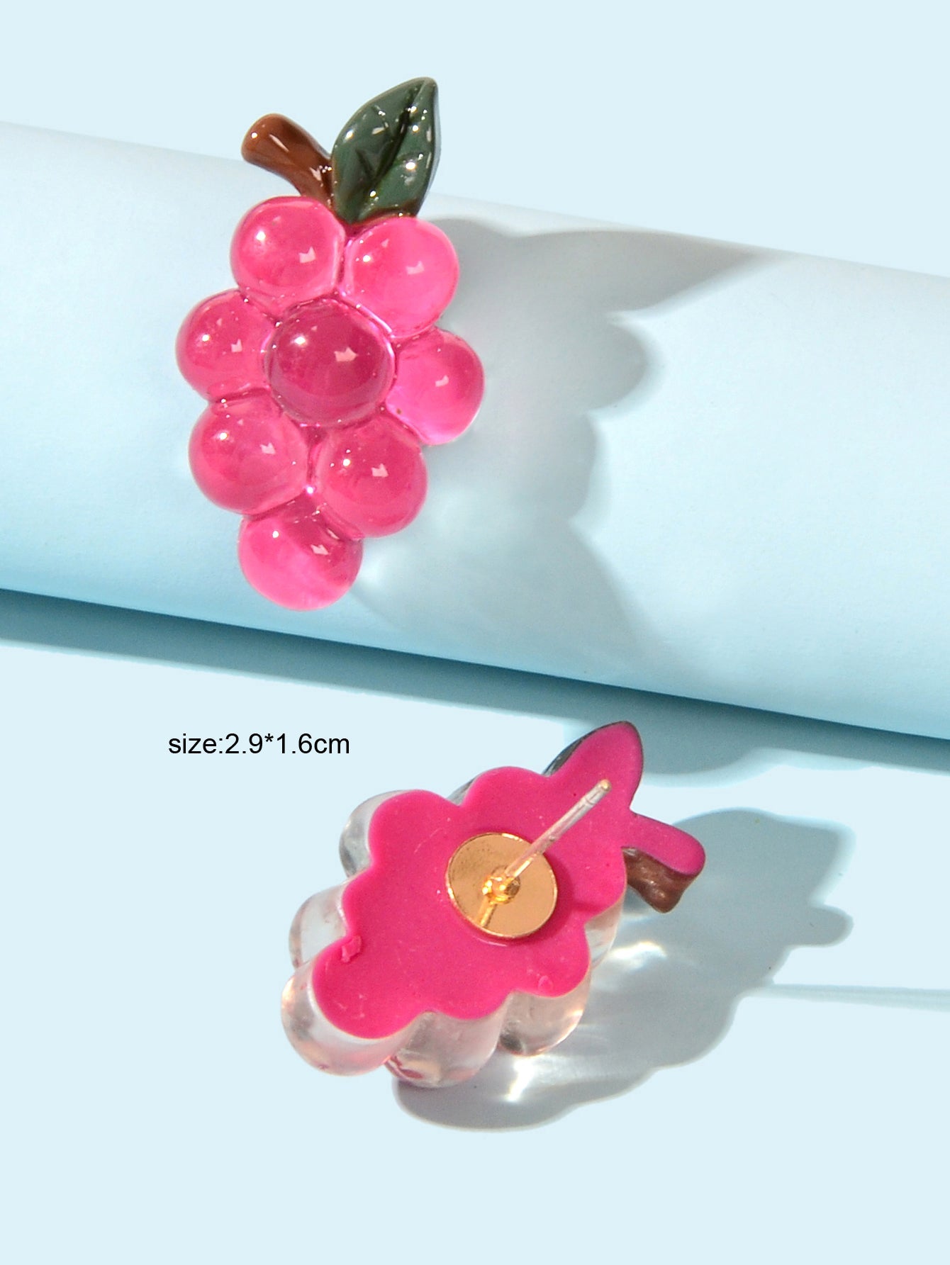 Lightweight Y2k Style Hotpink Grape Stud Hypoallergenic Resin Chic