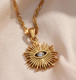 Devil's Eye Pendant Necklace with Stainless Steel Chain