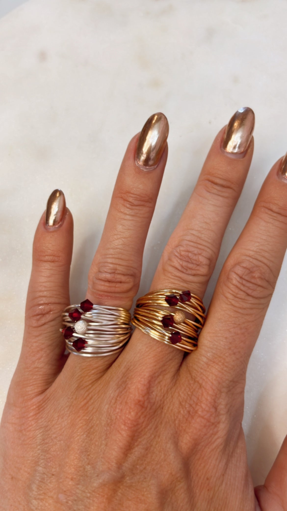 Mia Wire Wrap Ring with Ruby Swarovski Crystals