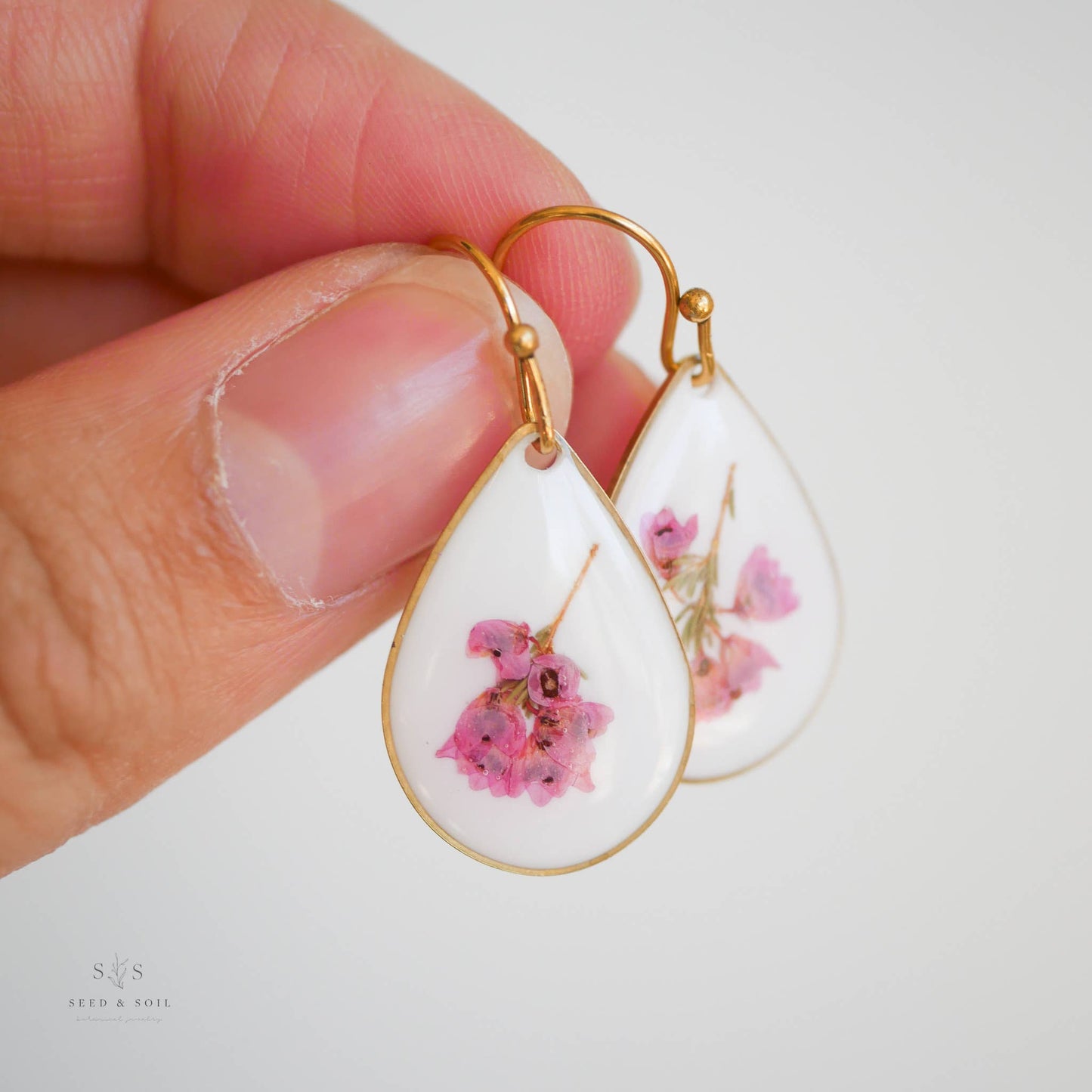 Pink Flower Dangle Earrings