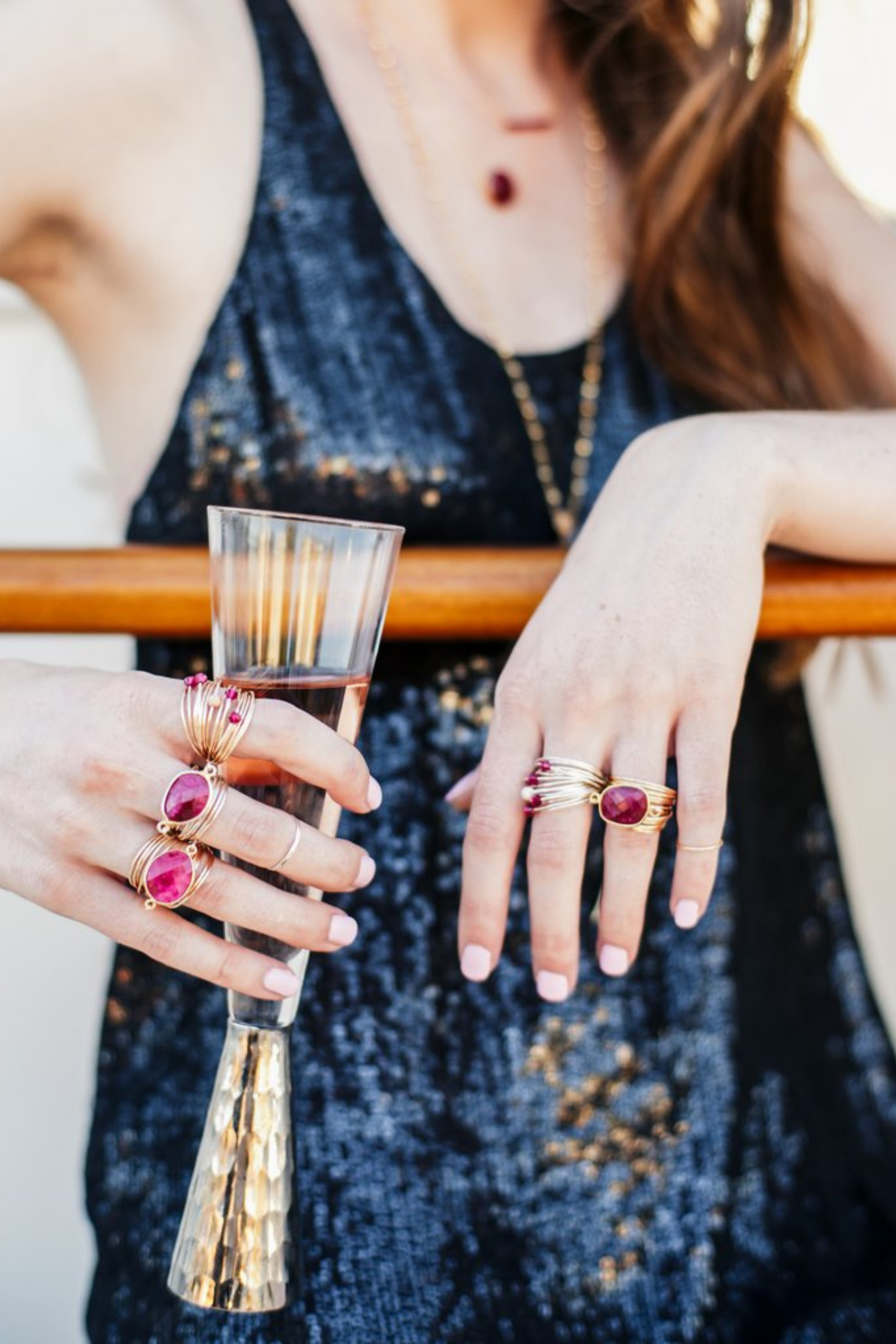 Mia Wire Wrap Ring with Ruby Swarovski Crystals