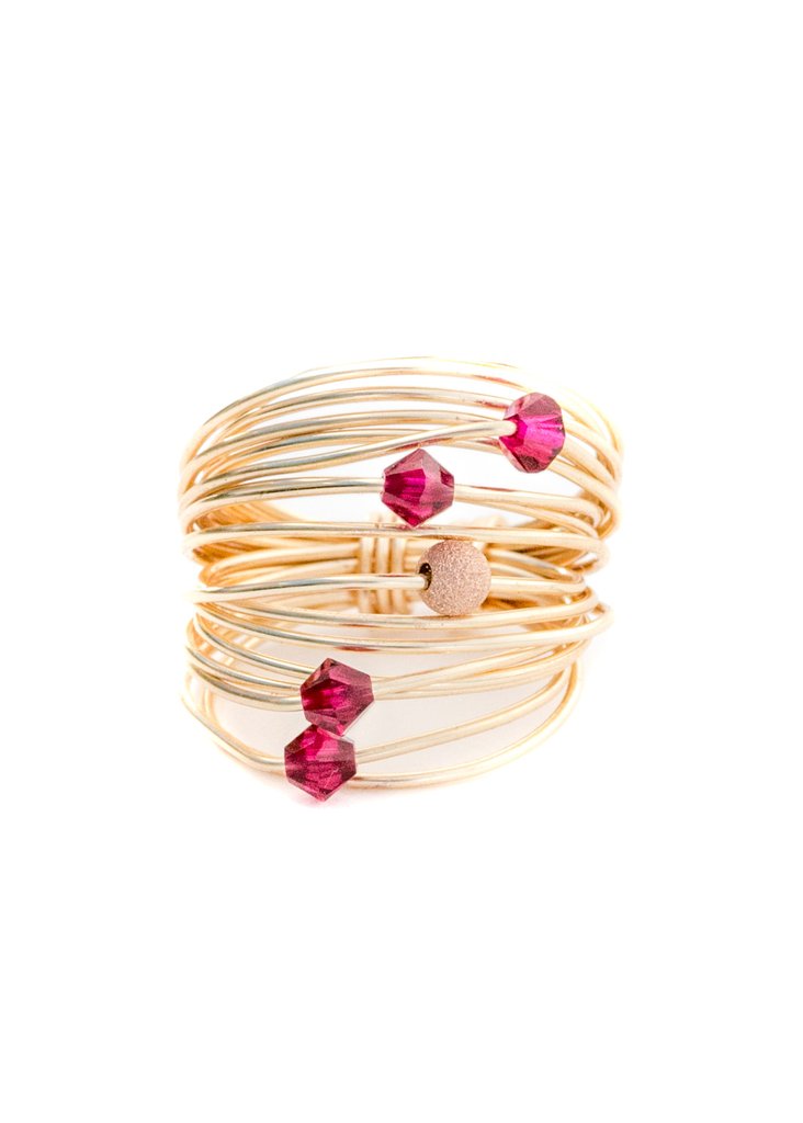 Mia Wire Wrap Ring with Ruby Swarovski Crystals