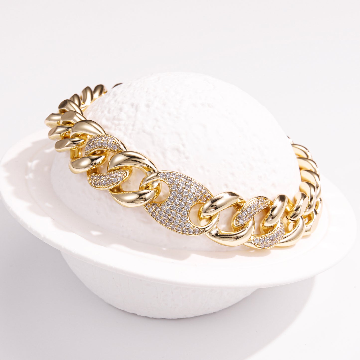 Cuban link bracelet set