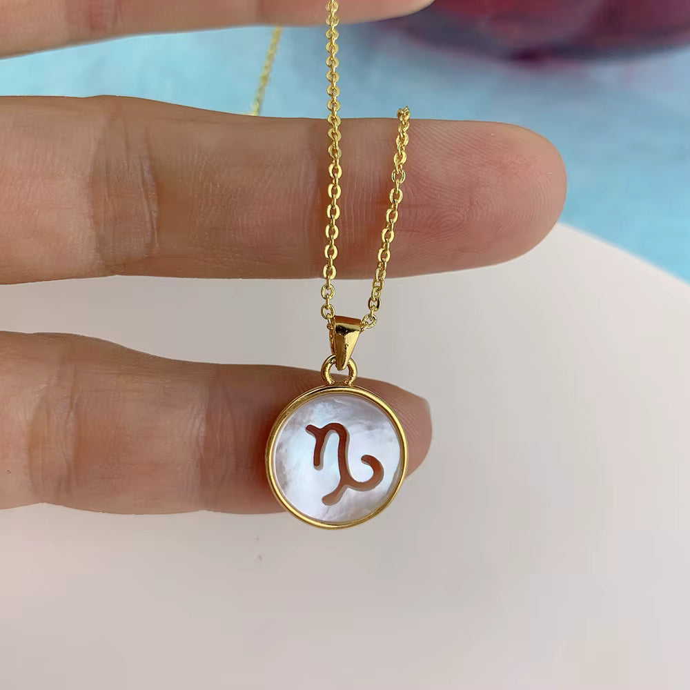 Pearl holographic horoscope necklaces