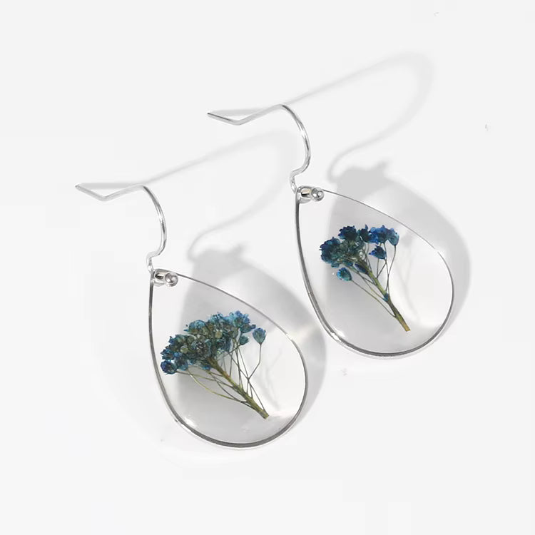 Pear shaped resin flower earrings