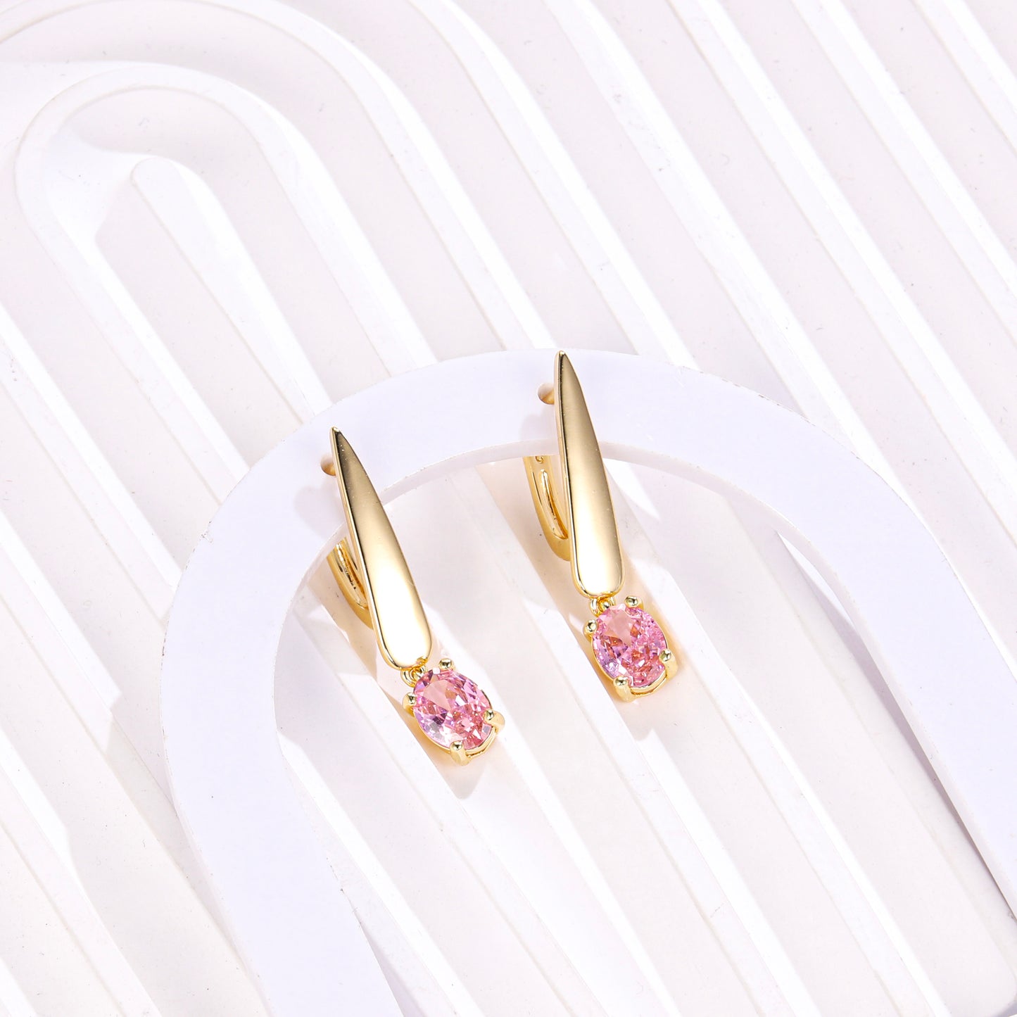 Gold Gemstone drop earrings