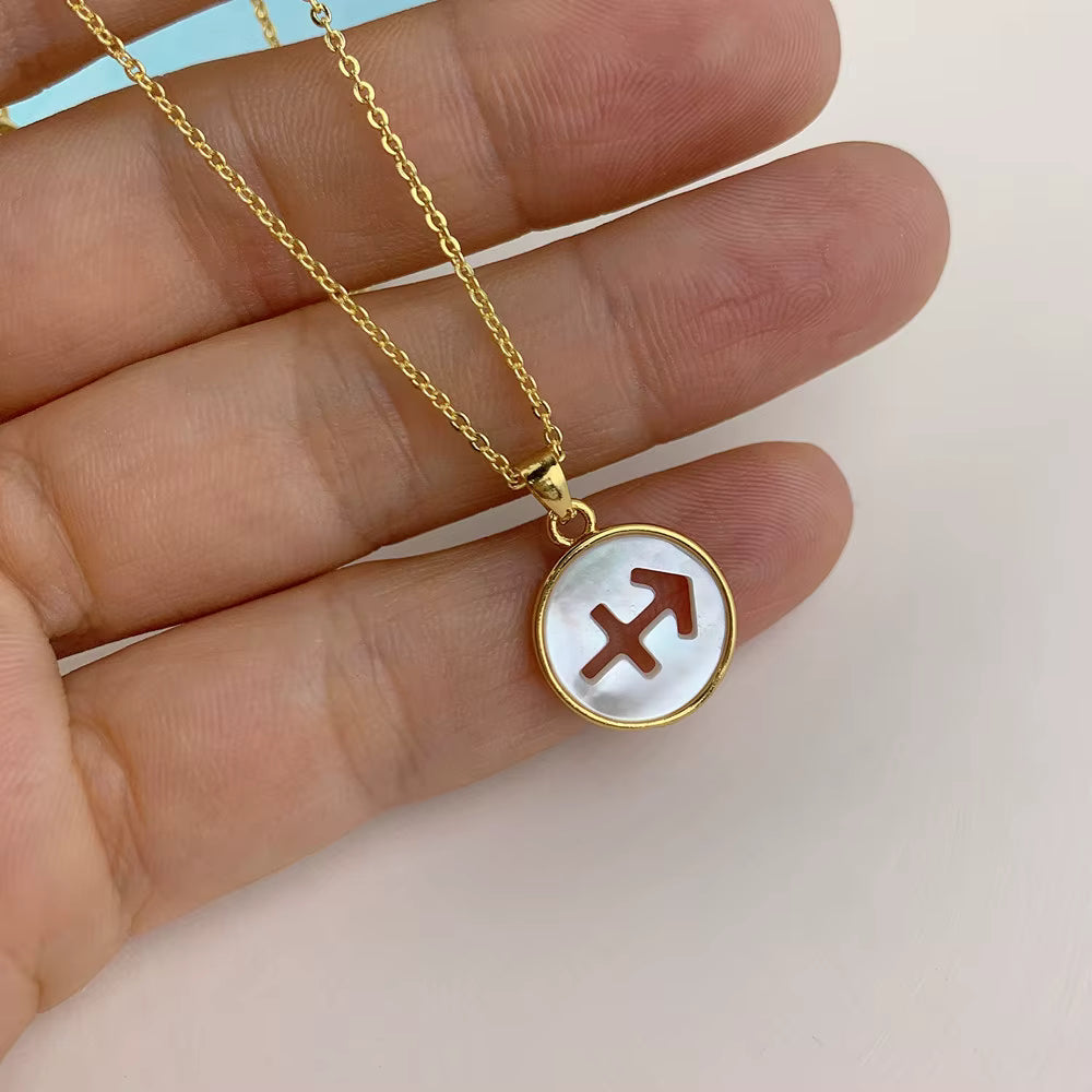 Pearl holographic horoscope necklaces