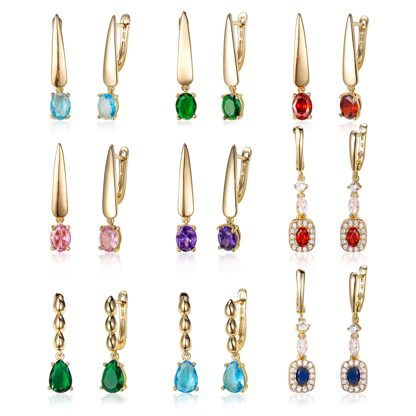 Gold Gemstone drop earrings
