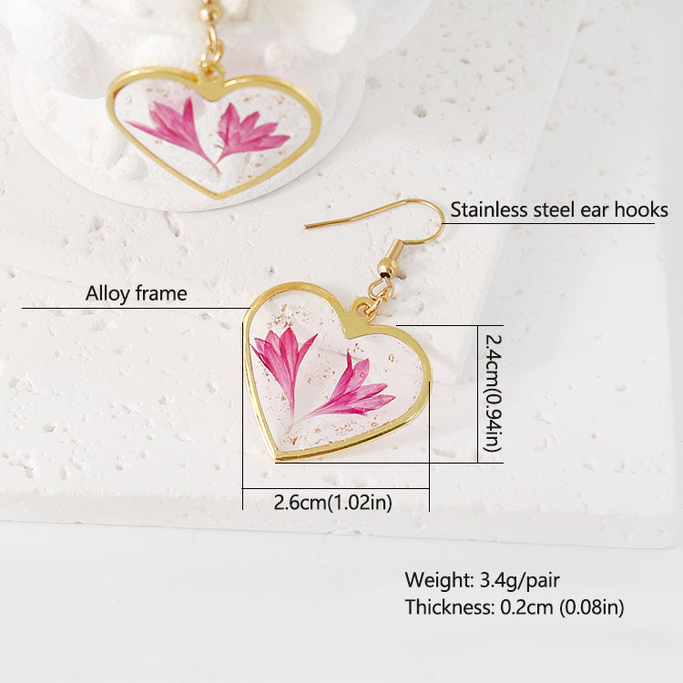 Heart flower earrings