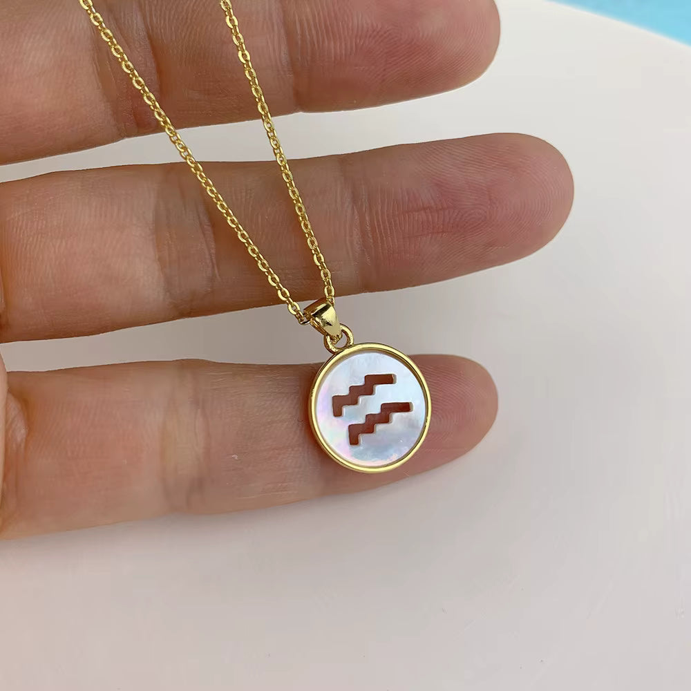 Pearl holographic horoscope necklaces