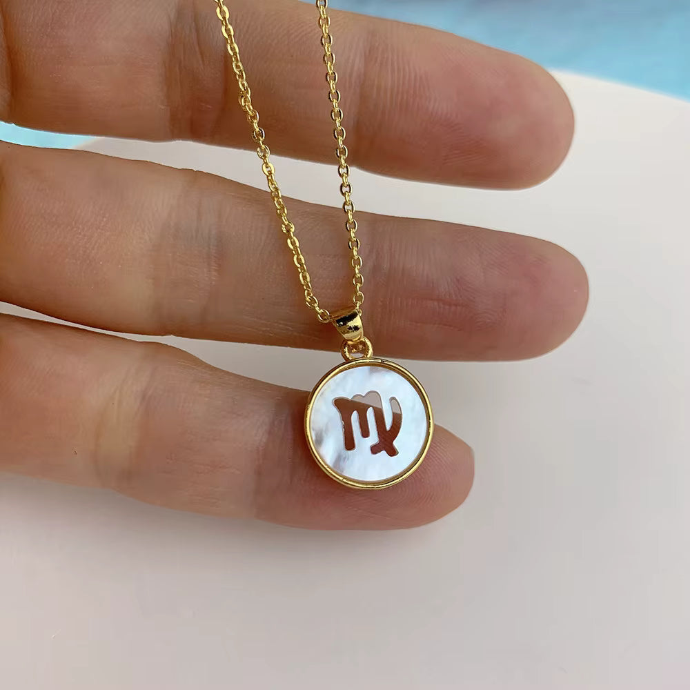 Pearl holographic horoscope necklaces