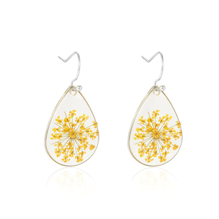 Pear shaped resin flower earrings