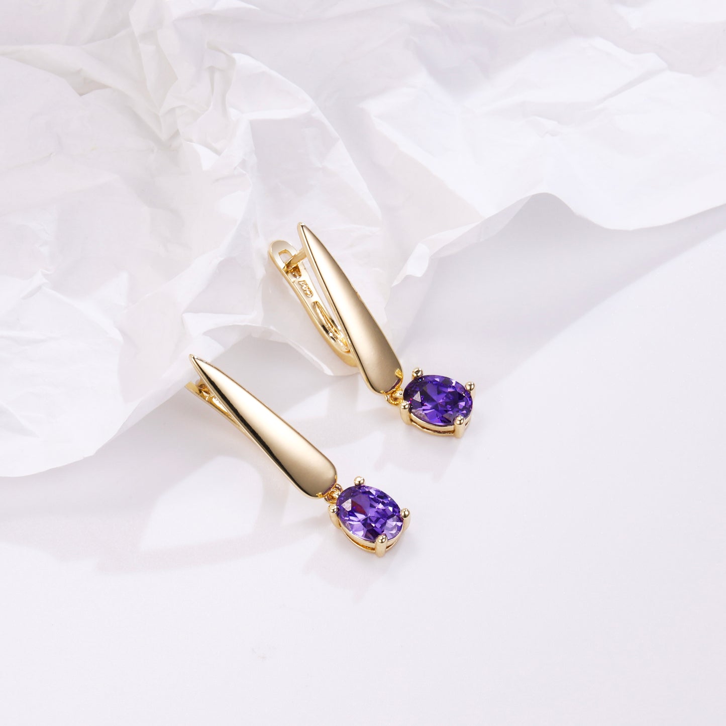 Gold Gemstone drop earrings