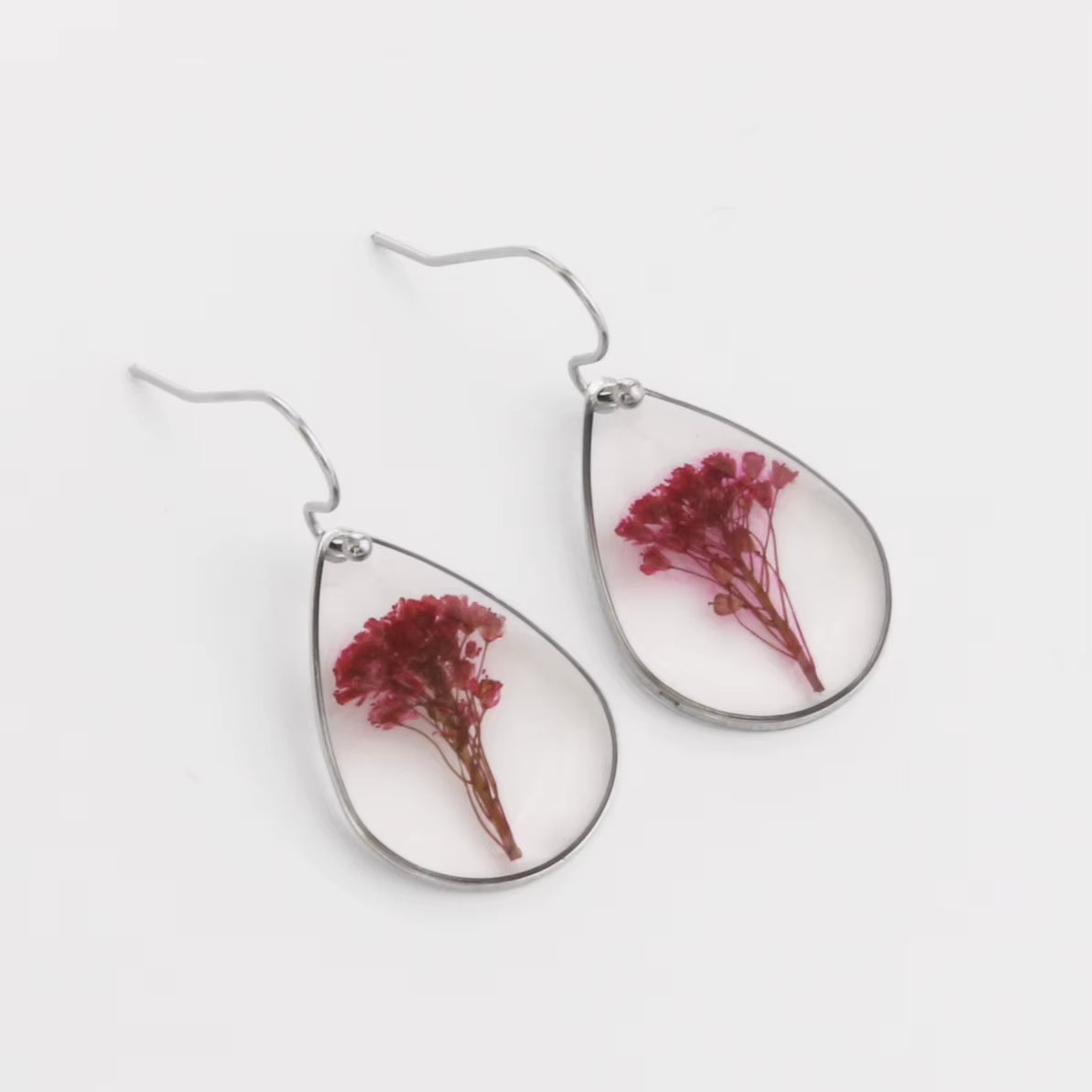 Pear shaped resin flower earrings