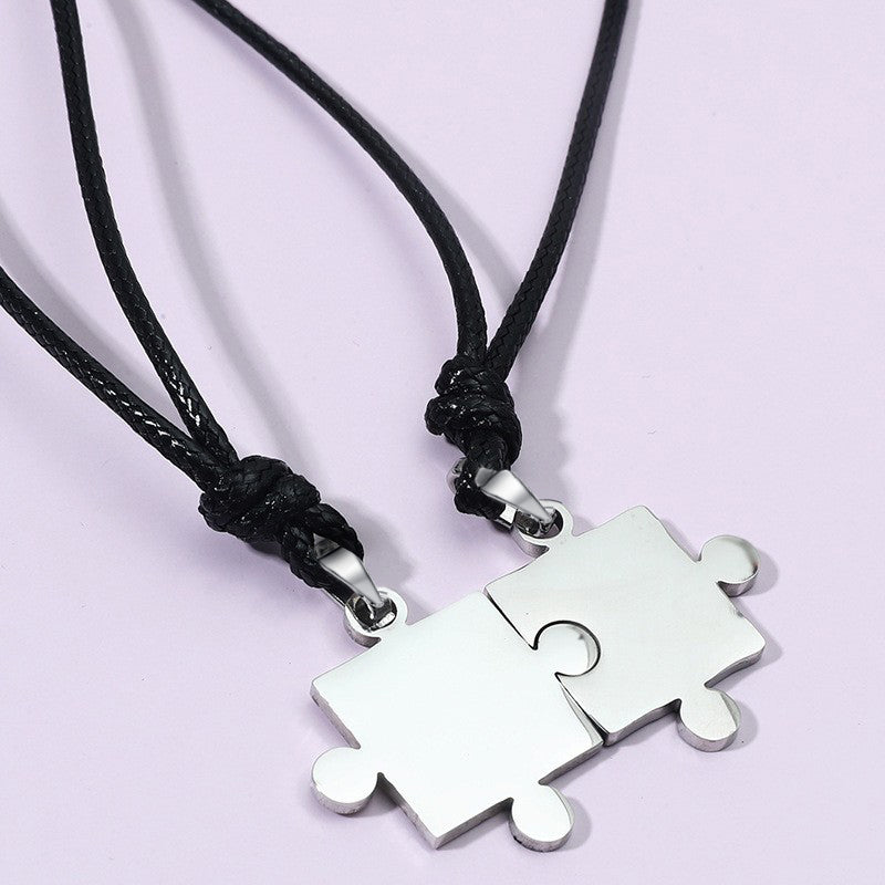 Puzzle piece necklace for two