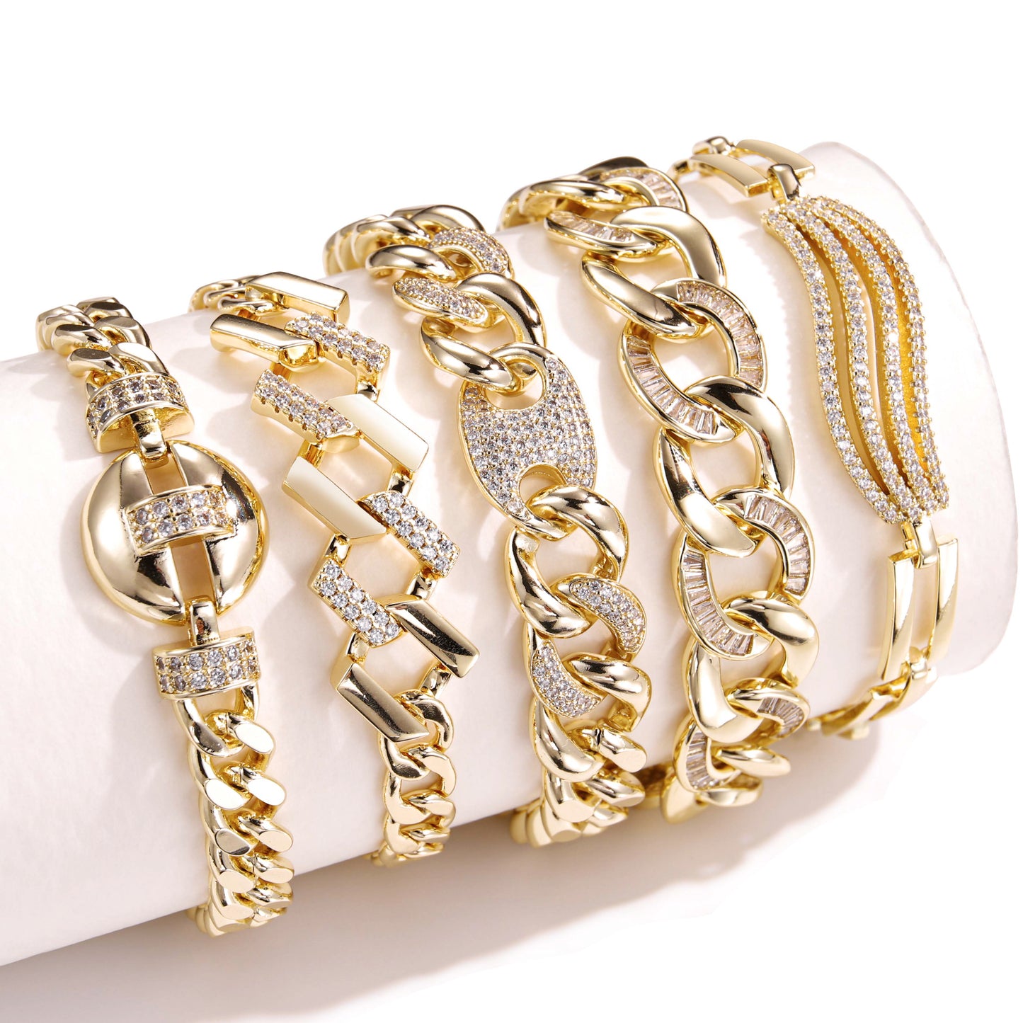 Cuban link bracelet set