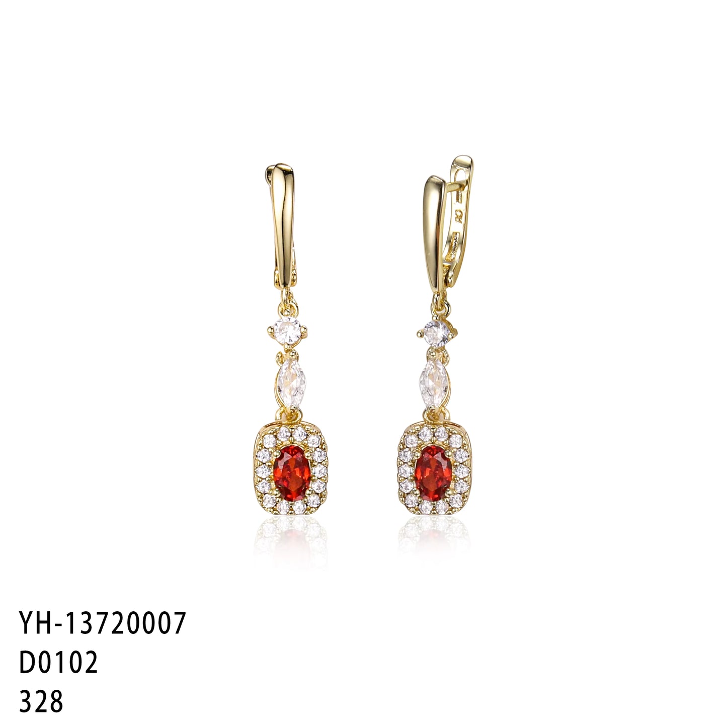 Gold Gemstone drop earrings