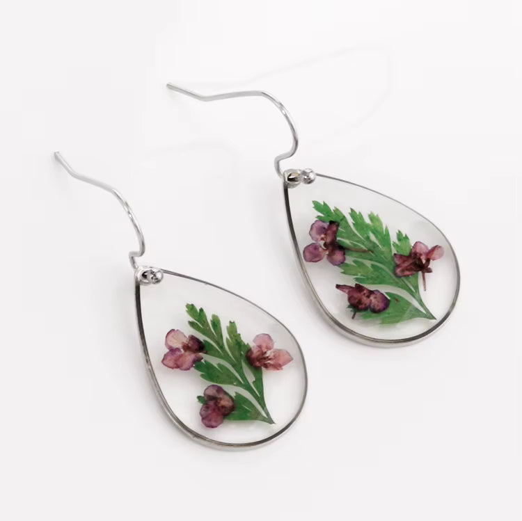 Pear shaped resin flower earrings
