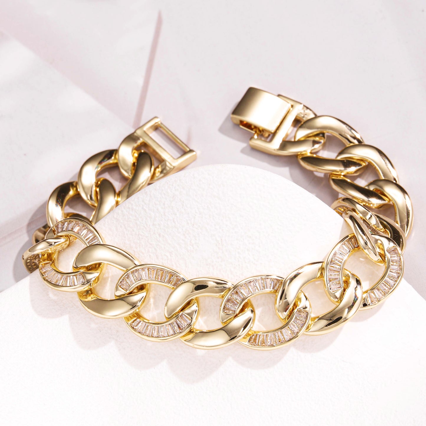 Cuban link bracelet set