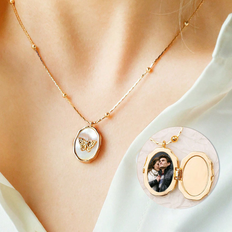 Butterfly locket necklace