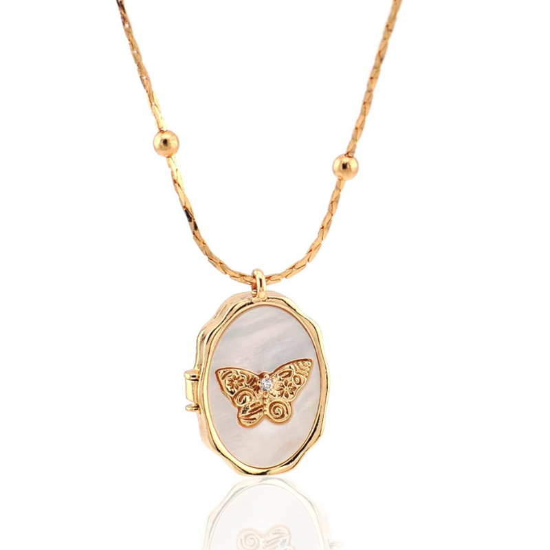 Butterfly locket necklace