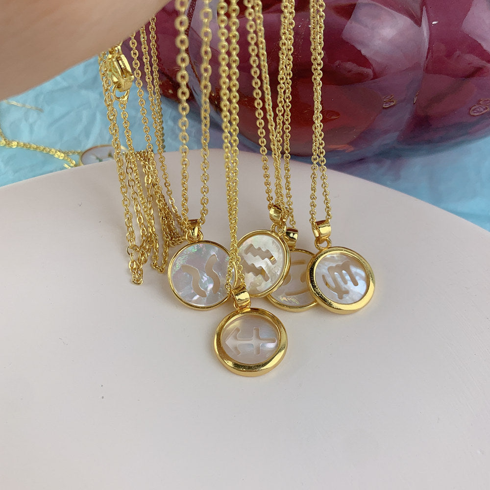 Pearl holographic horoscope necklaces