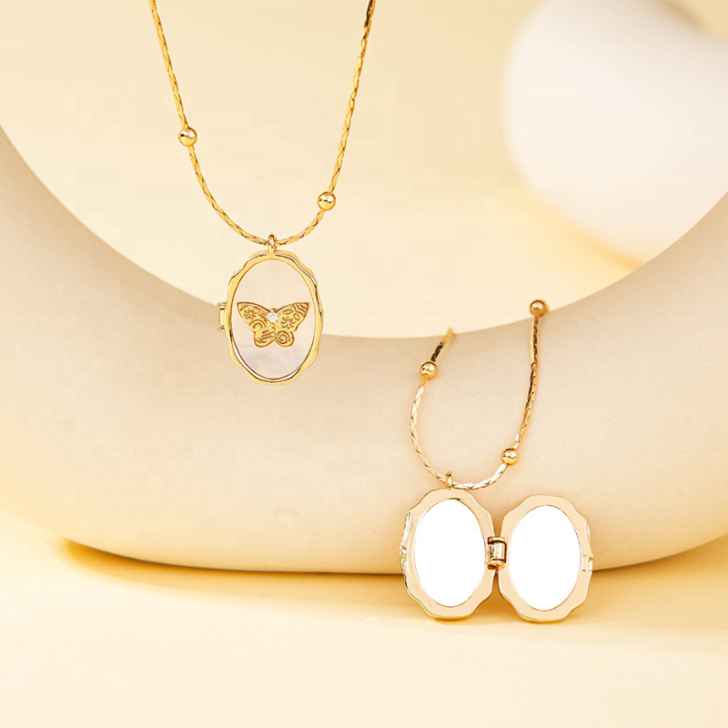 Butterfly locket necklace