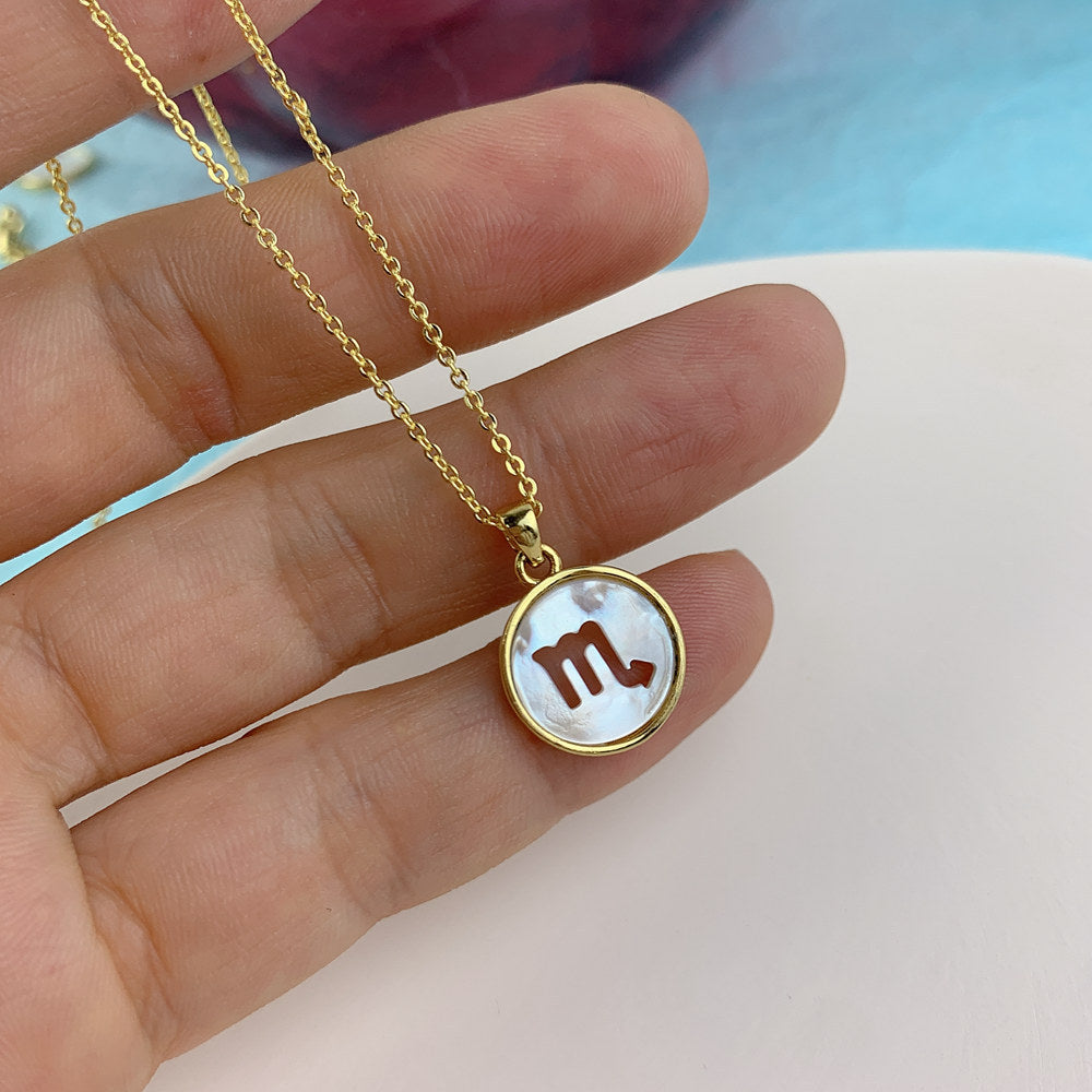 Pearl holographic horoscope necklaces