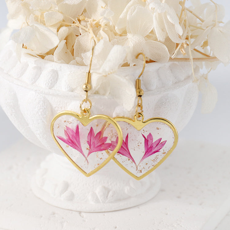 Heart flower earrings