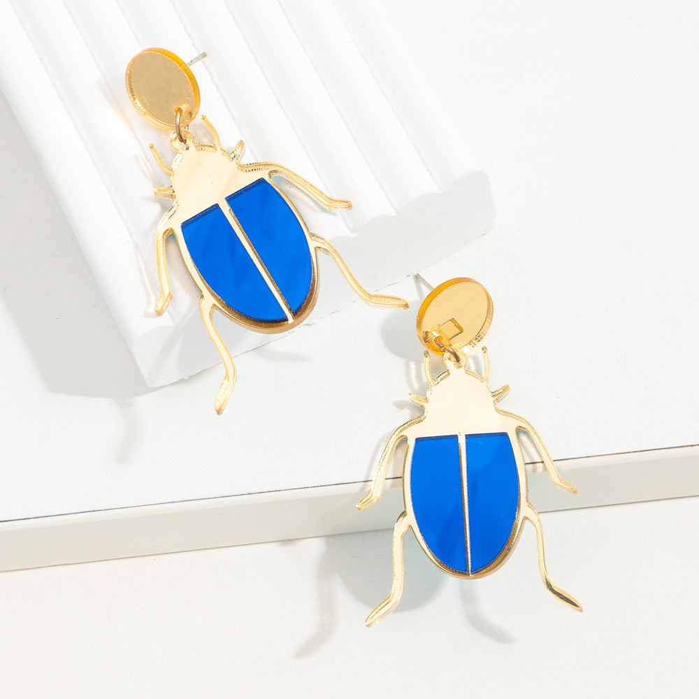 blue Egyptian beetle earrings