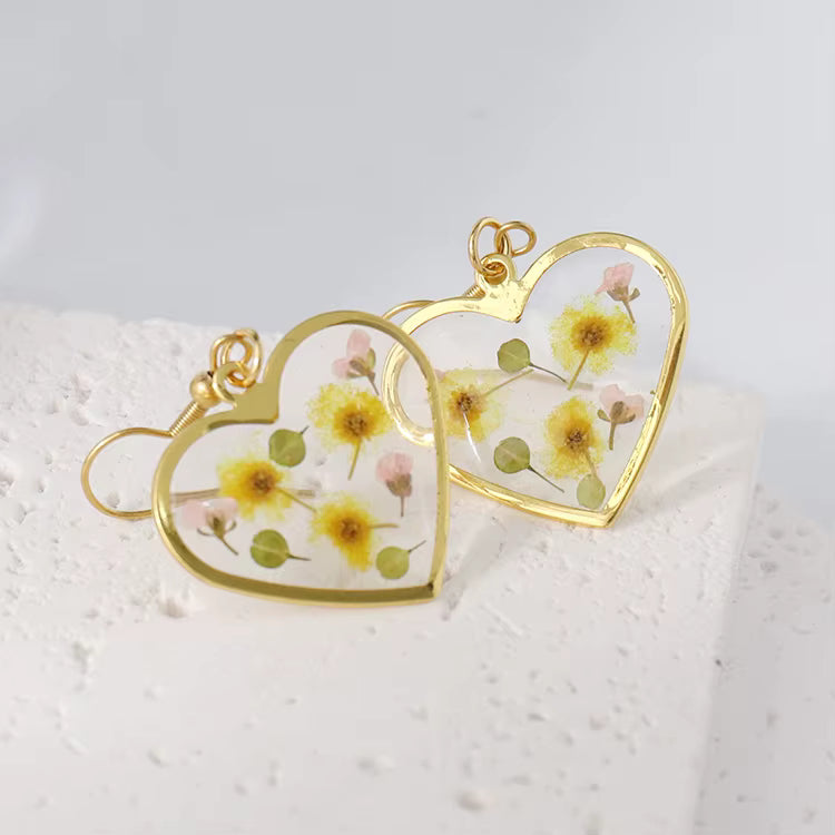 Heart flower earrings