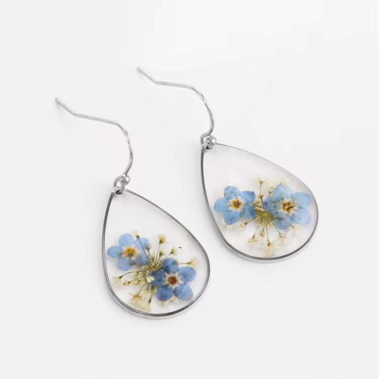 Pear shaped resin flower earrings