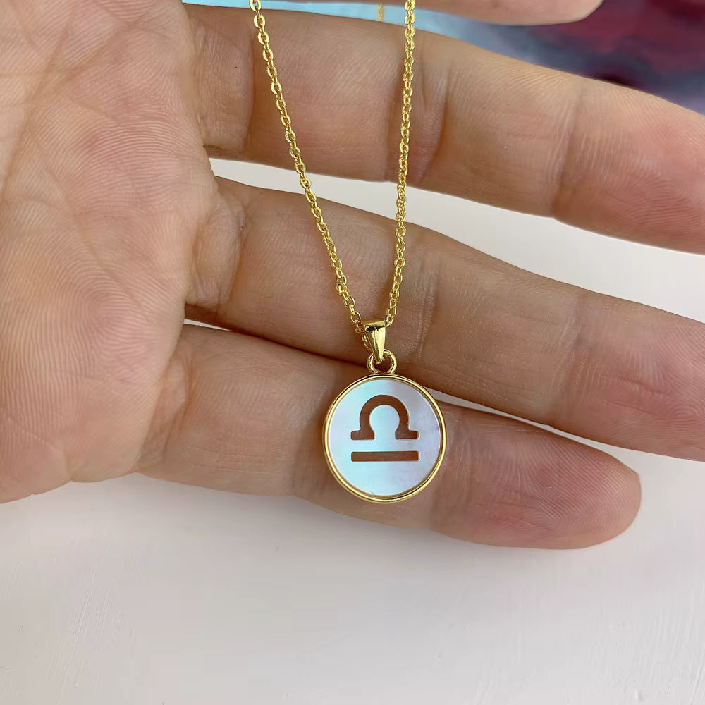 Pearl holographic horoscope necklaces