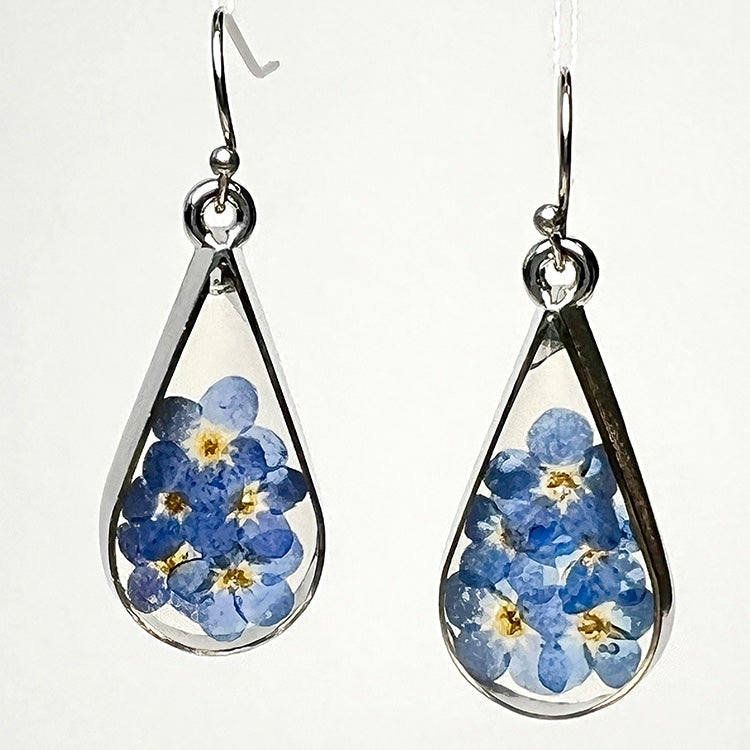 Blue teardrop flower earrings