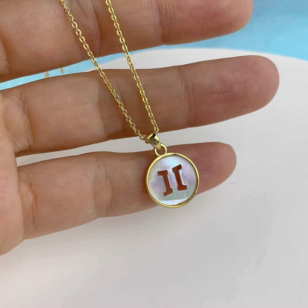 Pearl holographic horoscope necklaces