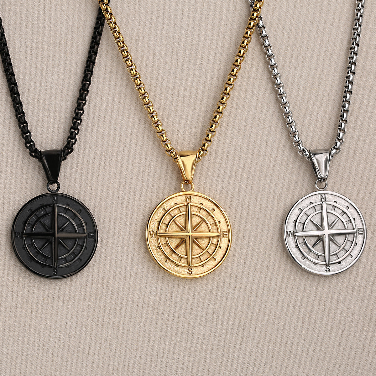 Compass pendant necklaces