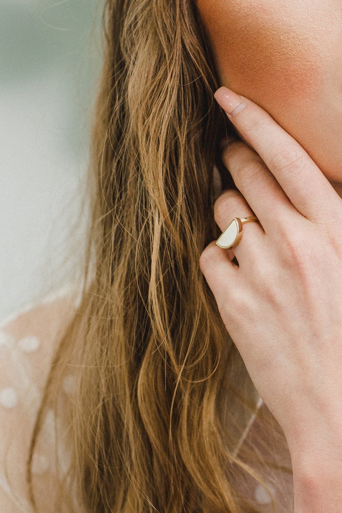 Buffalo Horn Crescent Ring