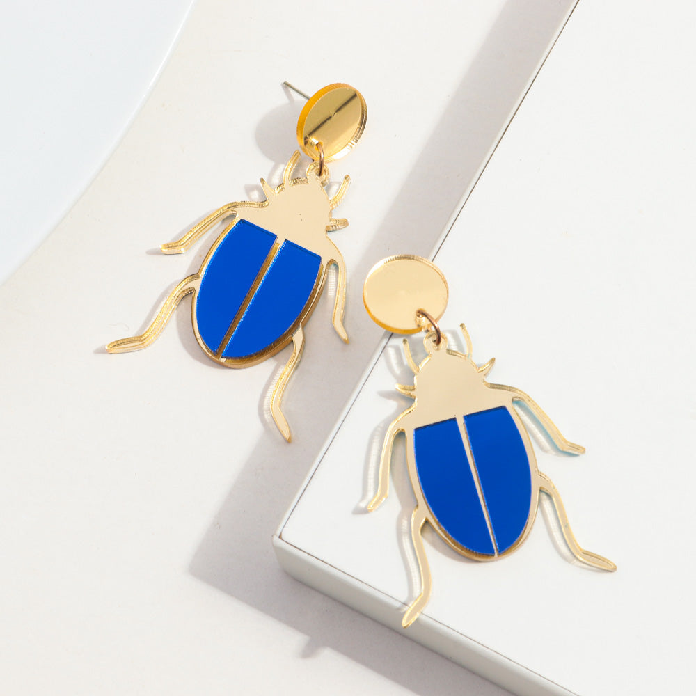 blue Egyptian beetle earrings