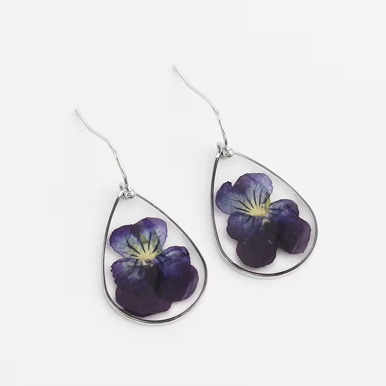 Pear shaped resin flower earrings