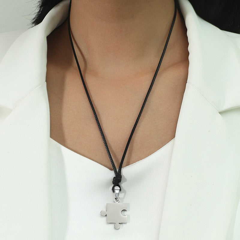 Puzzle piece necklace for two
