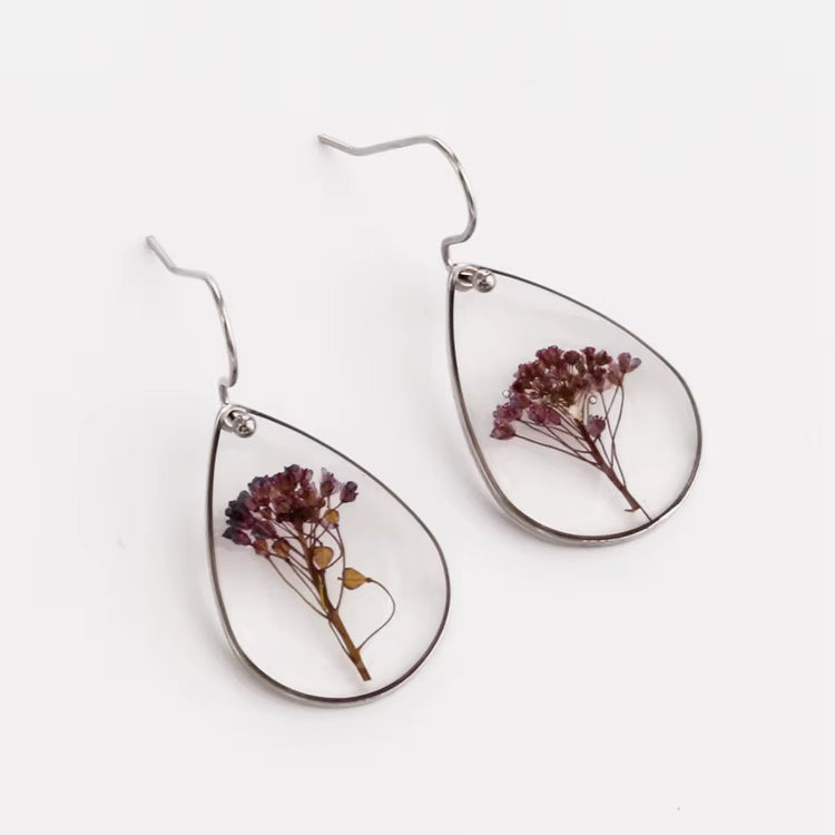Pear shaped resin flower earrings
