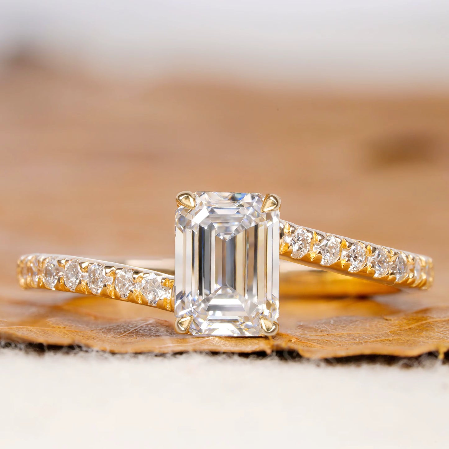 Lilith Emerald cut engagement ring