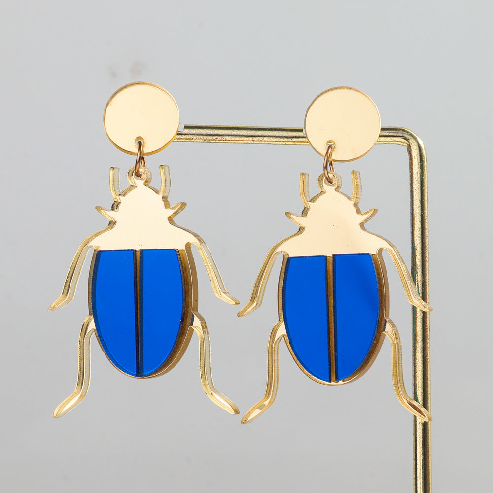 blue Egyptian beetle earrings