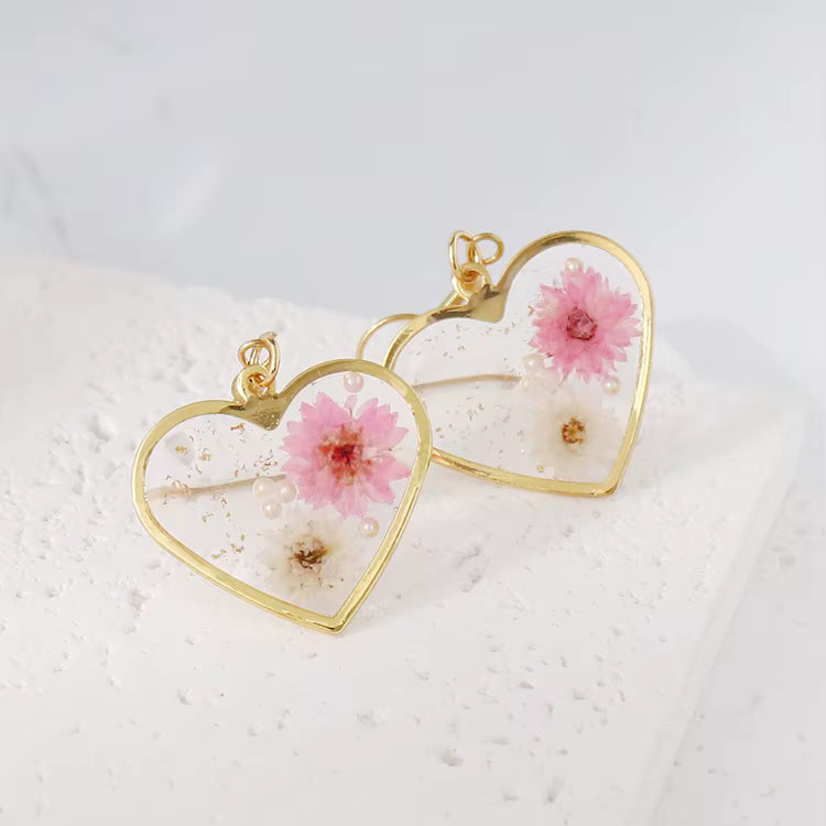 Heart flower earrings