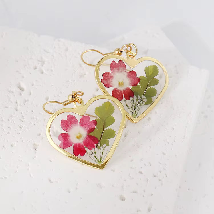 Heart flower earrings