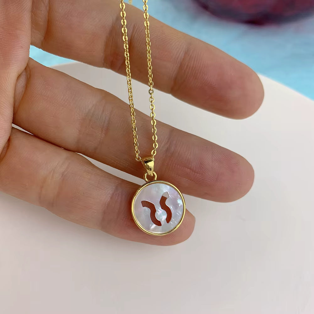 Pearl holographic horoscope necklaces